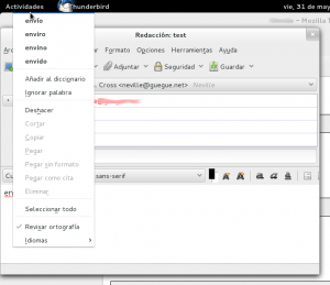 Error en menu contextual de thunderbird